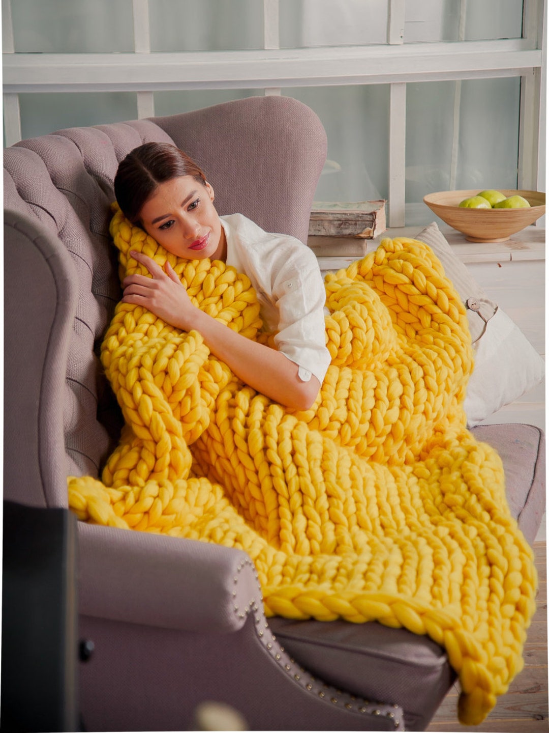 Chunky Knit Blanket for Home Decor Wool Blanket Knitted Throw Bulky Throw Super Blanket Chunky