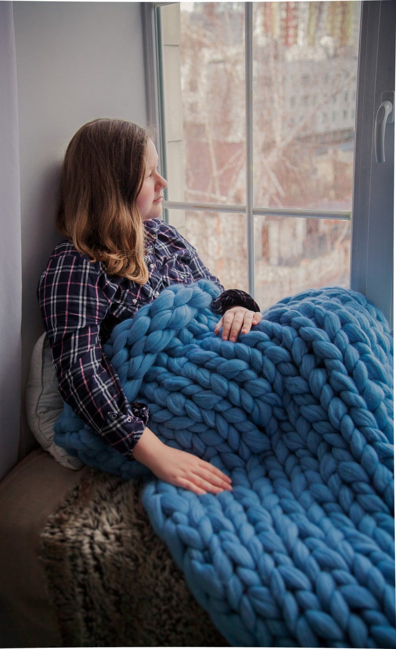 PROMO SALE Super Chunky Knit Blanket Wool Knit Blanket Arm Etsy
