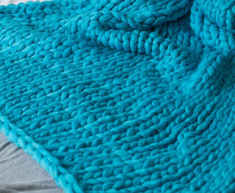 Chunky knitted blanket throw Gift for her Giant afghan Etsy
