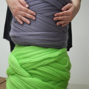 Super chunky Knitting wool yarn. Chunky Merino Wool Yarn. Merino Super Bulky Yarn Yarn. Extreme Knitting. Huge yarn. Crochet. Weaving. Knit image 3
