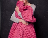 Wolle stricken Chunky Decke Geschenk für ihre gestrickte werfen Chunky stricken Decke Riesen stricken werfen extreme stricken Muttertag Geschenk dunkel rosa