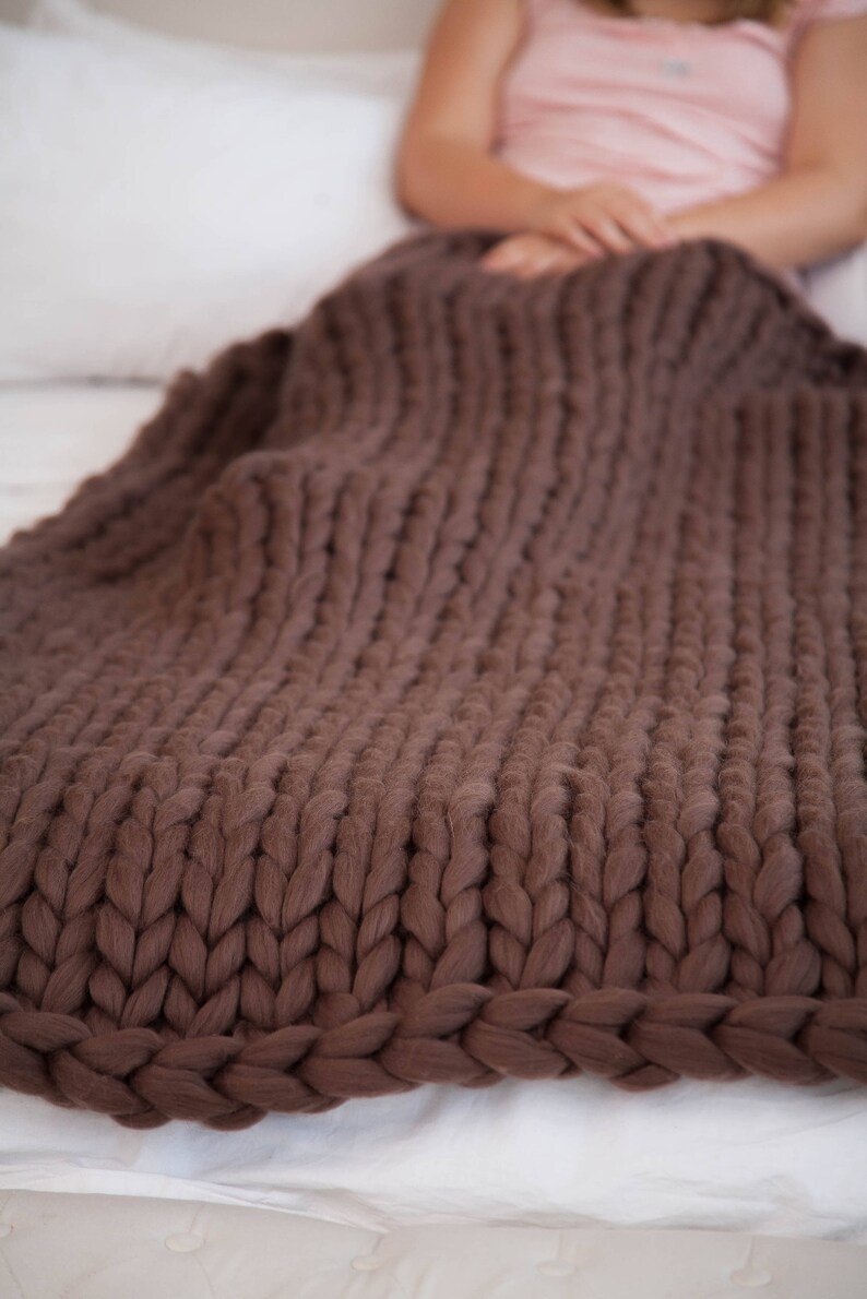 Chunky blanket Throw Gift for Her Gift for Home Chunky Knit Blanket Lap Blanket Wool Giant Blanket Chunky Knitting Giant afghan