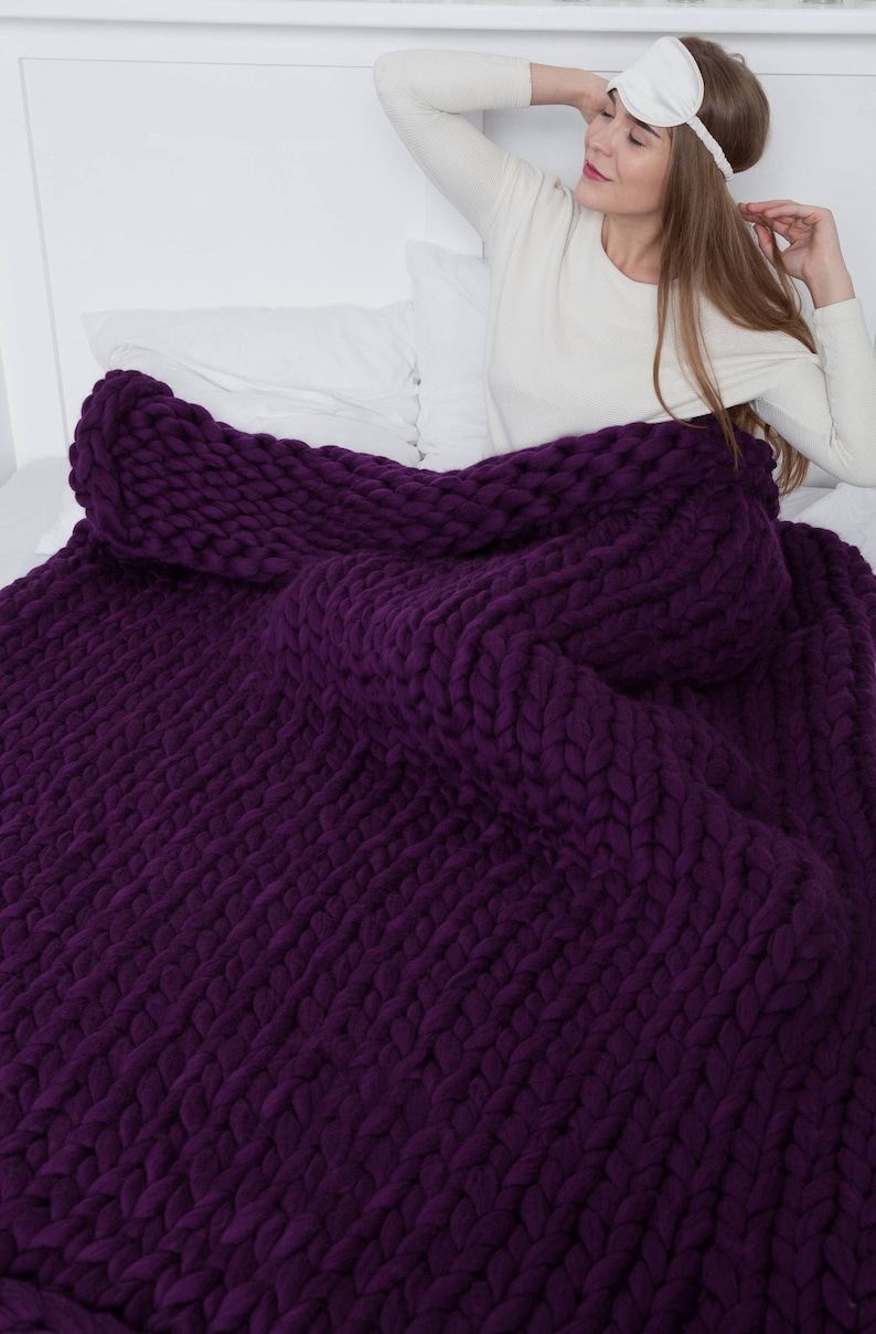 Chunky knit throw blanket Chunky blanket Gift for Her Giant Etsy