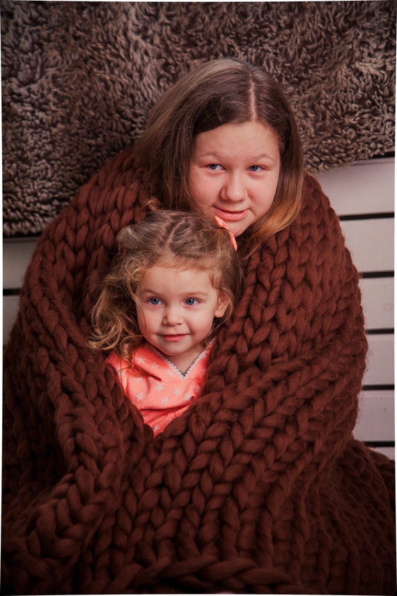Wool Knit Blanket Chocolate Chunky Throw Gift Merino Wool Knitted Blanket Bulky Blanket Giant Knit Throw Wedding Gift Giant Knit Etsy