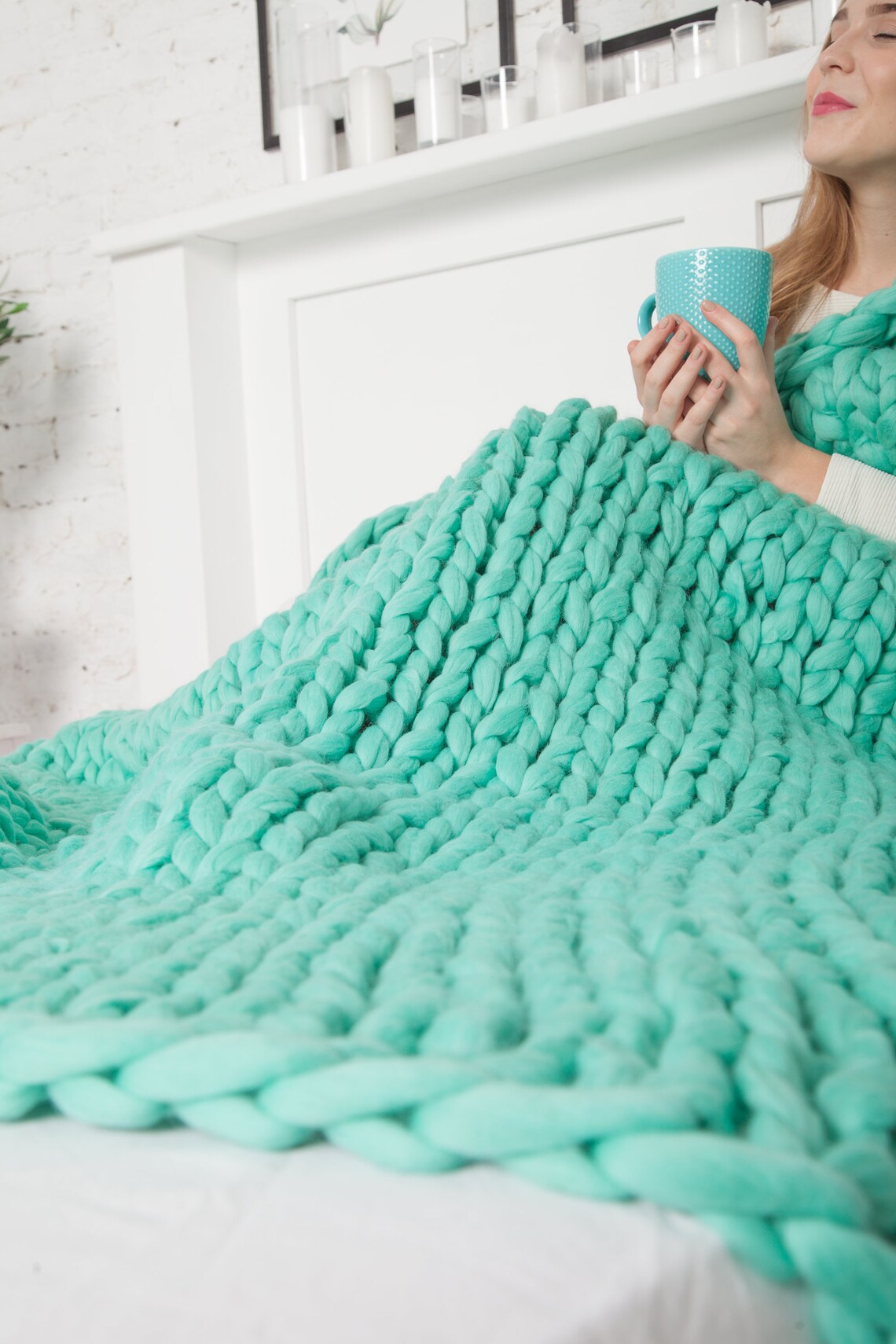 Chunky Knit Blanket Throw Chunky Blanket Gift for Her Etsy