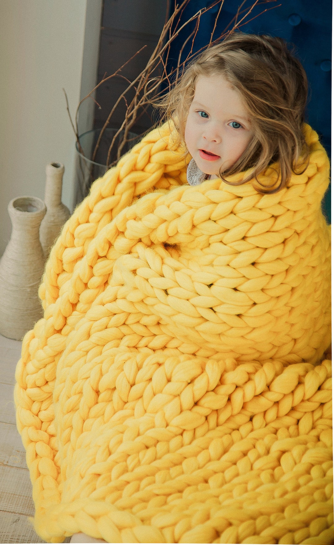 Chunky Knit Blanket Handmade Blanket Giant Wool Blanket Chunky Merino Wool Blanket Handmade