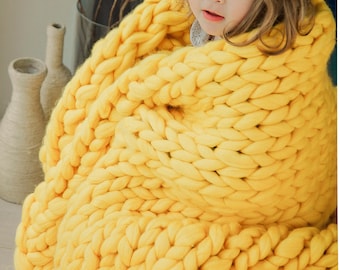 Chunky knit blanket Handmade blanket Giant wool blanket Chunky merino wool blanket Handmade blanket Merino throw Throw Giant throw 45 colors