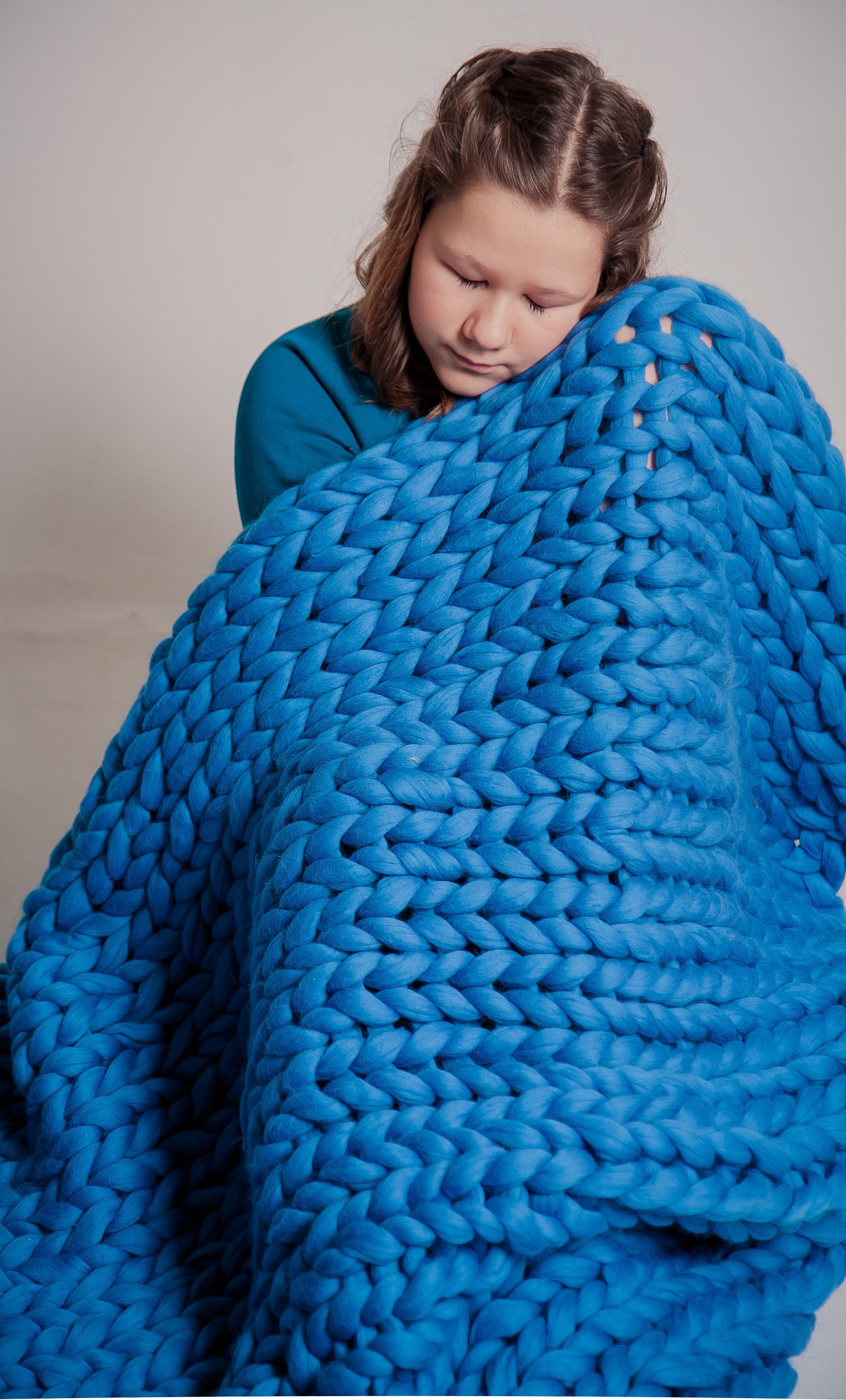 Chunky Knit blanket Handmade Gifts Wool blanket Knitted Etsy