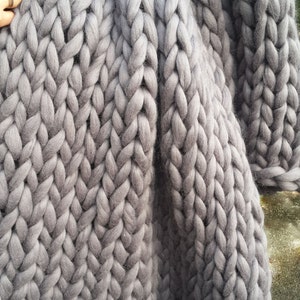 Chunky Knit blanket, Wool knit blanket, Knitted blanket, Chunky blanket, Knit Throw Blanket, super bulky yarn blanket, Bulky Gift image 1