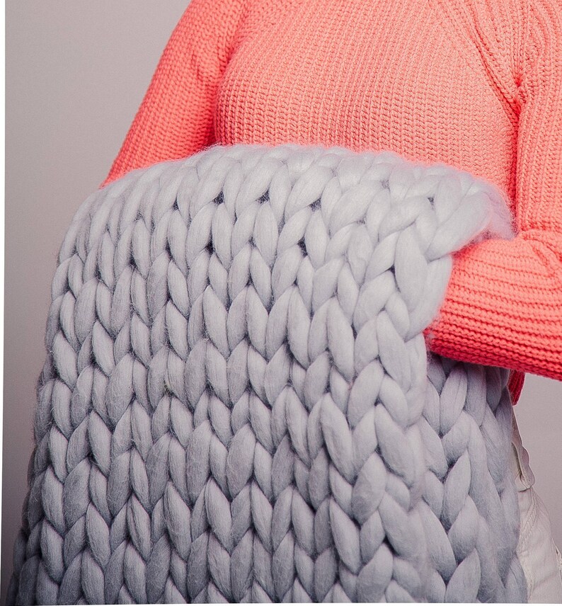 Hand stricken Chunky Decke mit 100 Wolle. Perfekt als Etsy.de