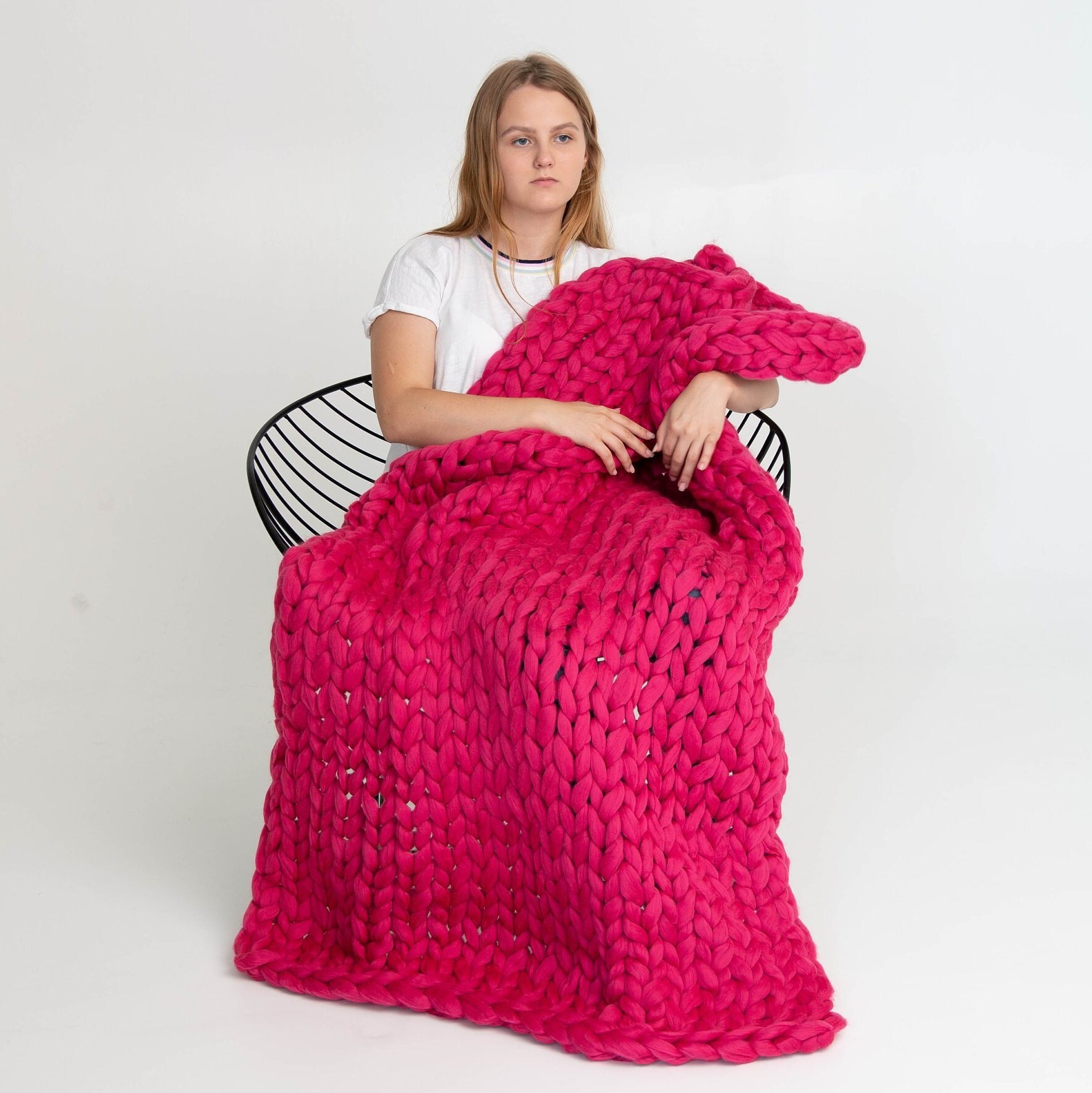 Chunky Throw Bulky Blanket 100 Merino Wool Giant Blanket Etsy