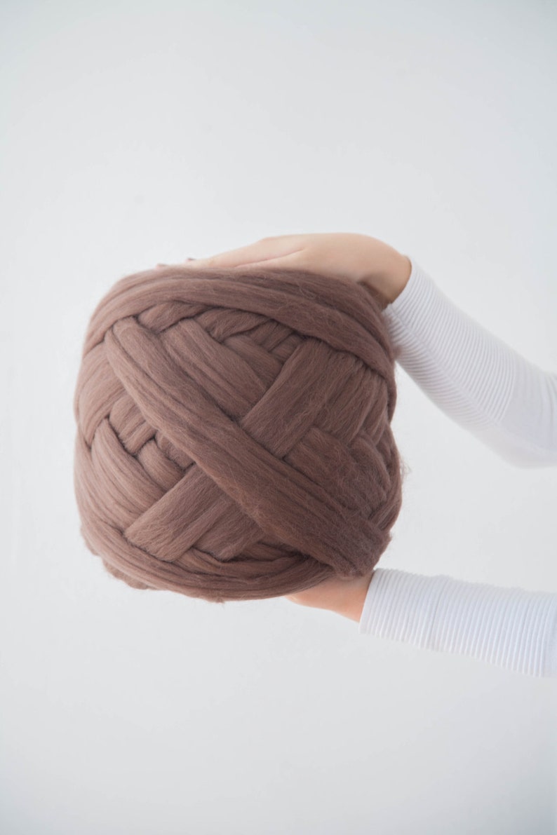 Giant Wool Yarn, 0.55 lbs, Knitting Wool, Bulky Wool, Chunky Yarn, Thick Yarn, Extreme Wool, Merino Wool, Arm Knitting, Weaving, Roving image 2