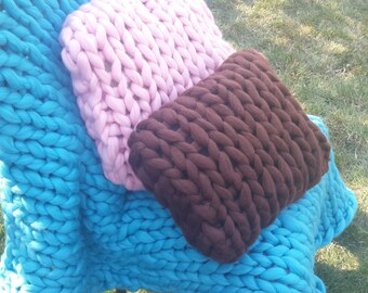 Chunky Knit Pillow, Wool knit Pillow, Cozy Pillow, Chunky Yarn Pillow, Knitted Pillow, Super Bulky Yarn Pillow, Chunky Knitted Pillow