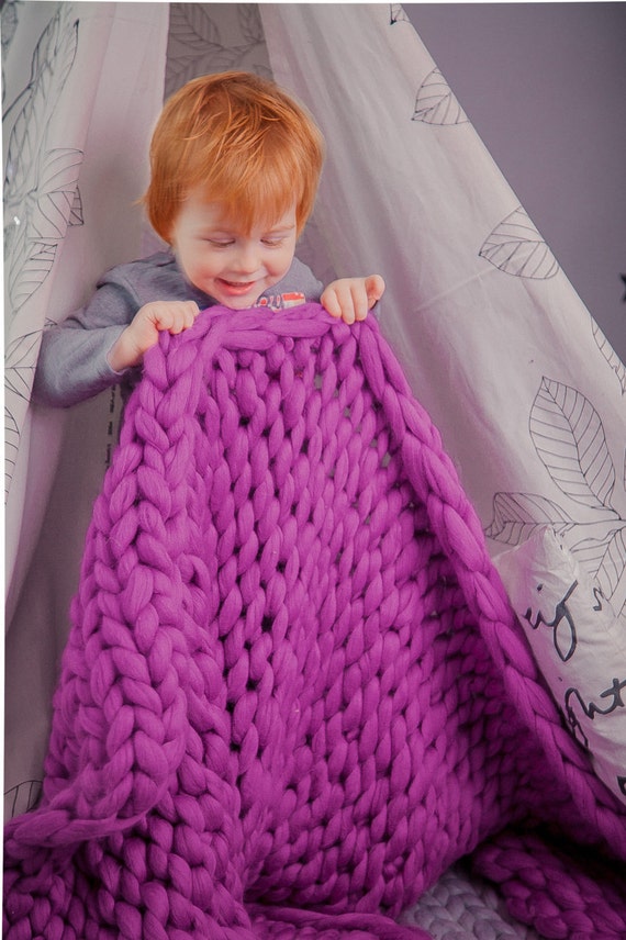 Etsy large knit blanket sale