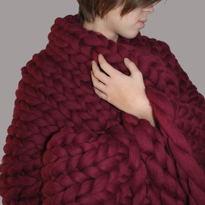 Large Cable Knit Blanket Etsy