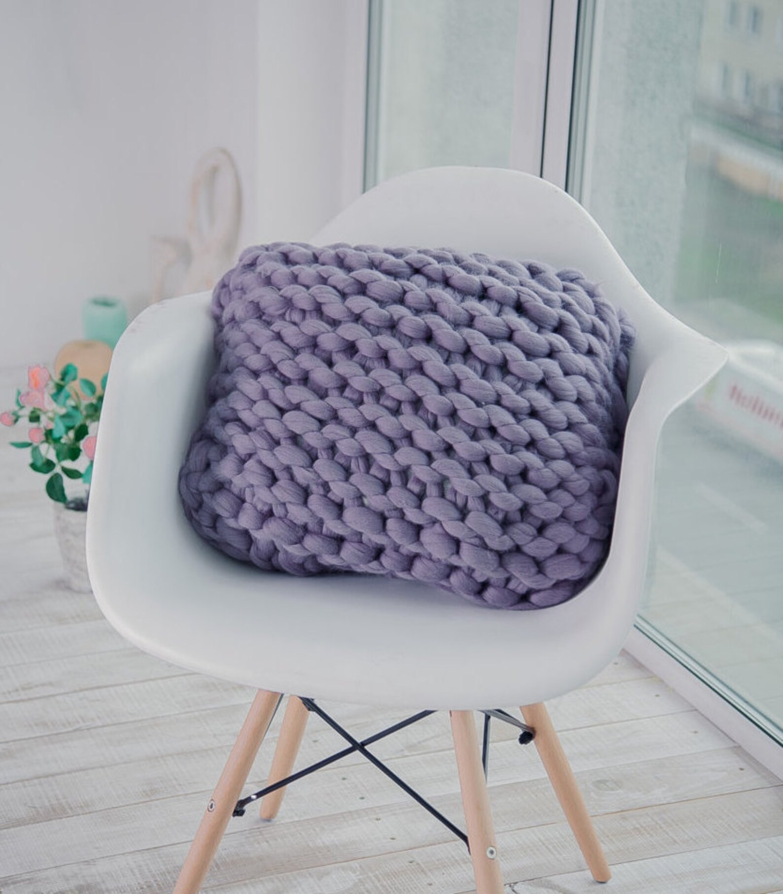 Chunky Knit Pillow Wool Knit Pillow Decorative Pillow Cozy Knitted