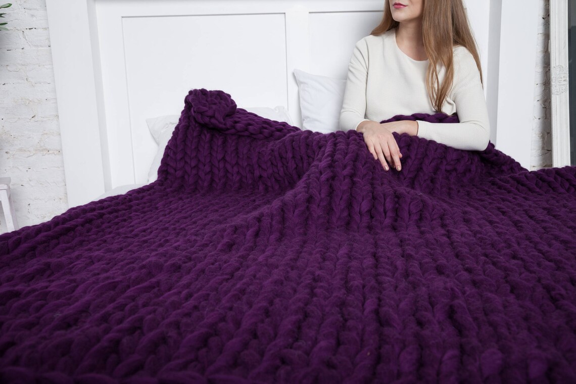 Chunky Knit Throw Blanket Chunky Blanket Gift for Her Giant Etsy