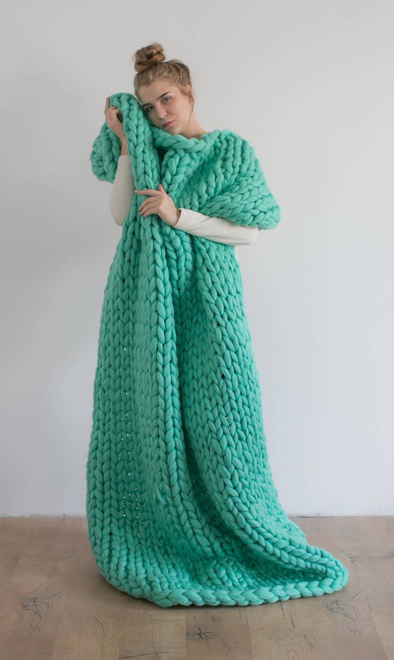 Chunky Knit Blanket Throw Chunky Blanket Gift for Her Etsy