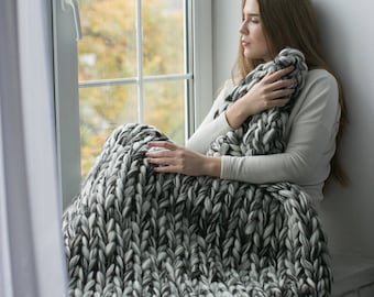 Chunky breien deken Chunky deken Cadeau voor haar gigantische Afghaanse wol giant deken omvangrijke gebreide chunky knit lap deken kerstcadeau