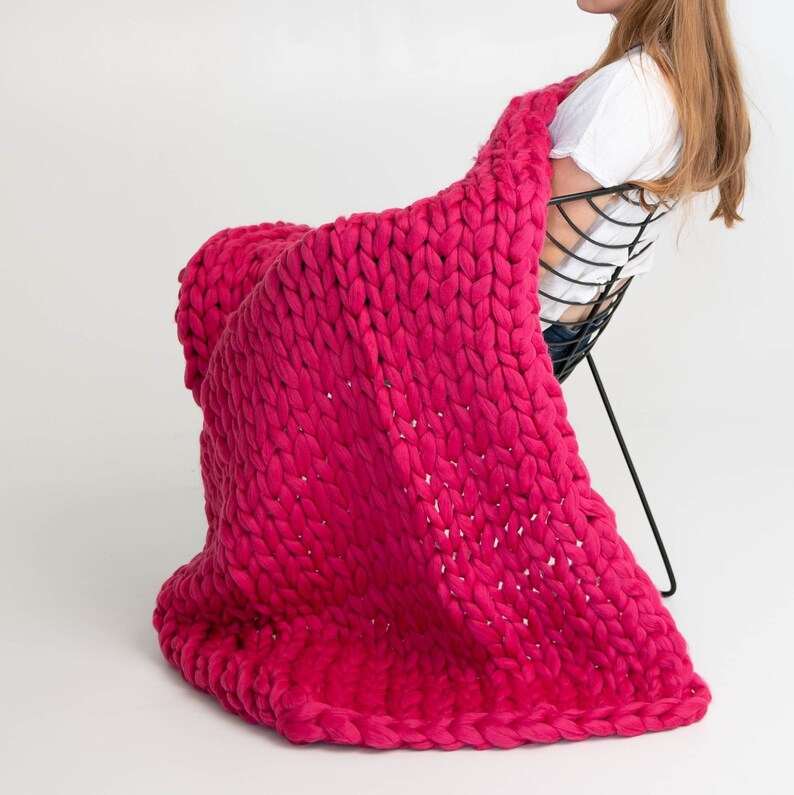 Chunky Throw Bulky Blanket 100 Merino Wool Giant Blanket Etsy