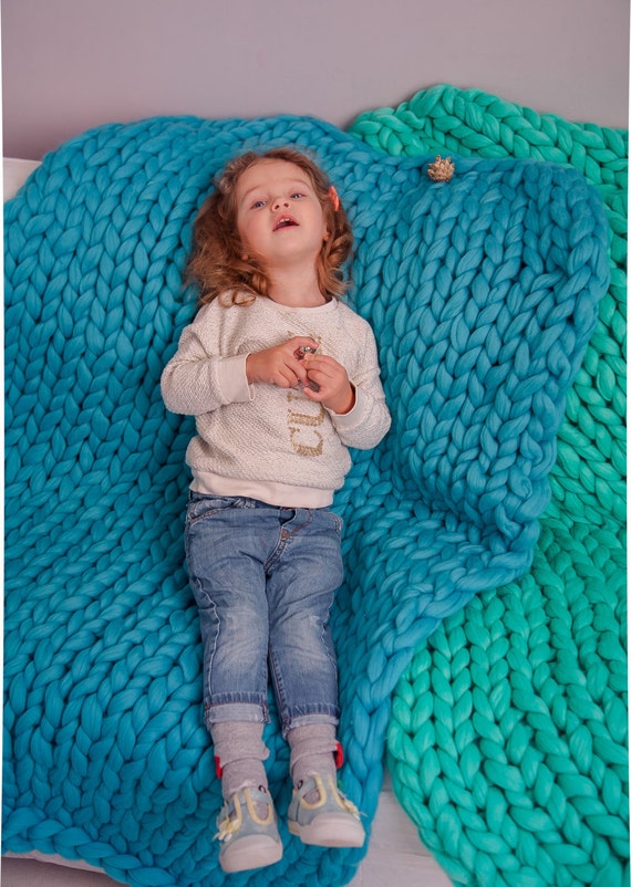 Chunky Handmade Blanket Baby Shower Gift Bulky Throw Merino Wool Stroller Blanket Photo Prop Knit Baby Blanket Toddler Blanket Crib Blanket Etsy