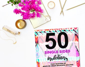50 SINGLE-SIDED Invitations wEnvelopes