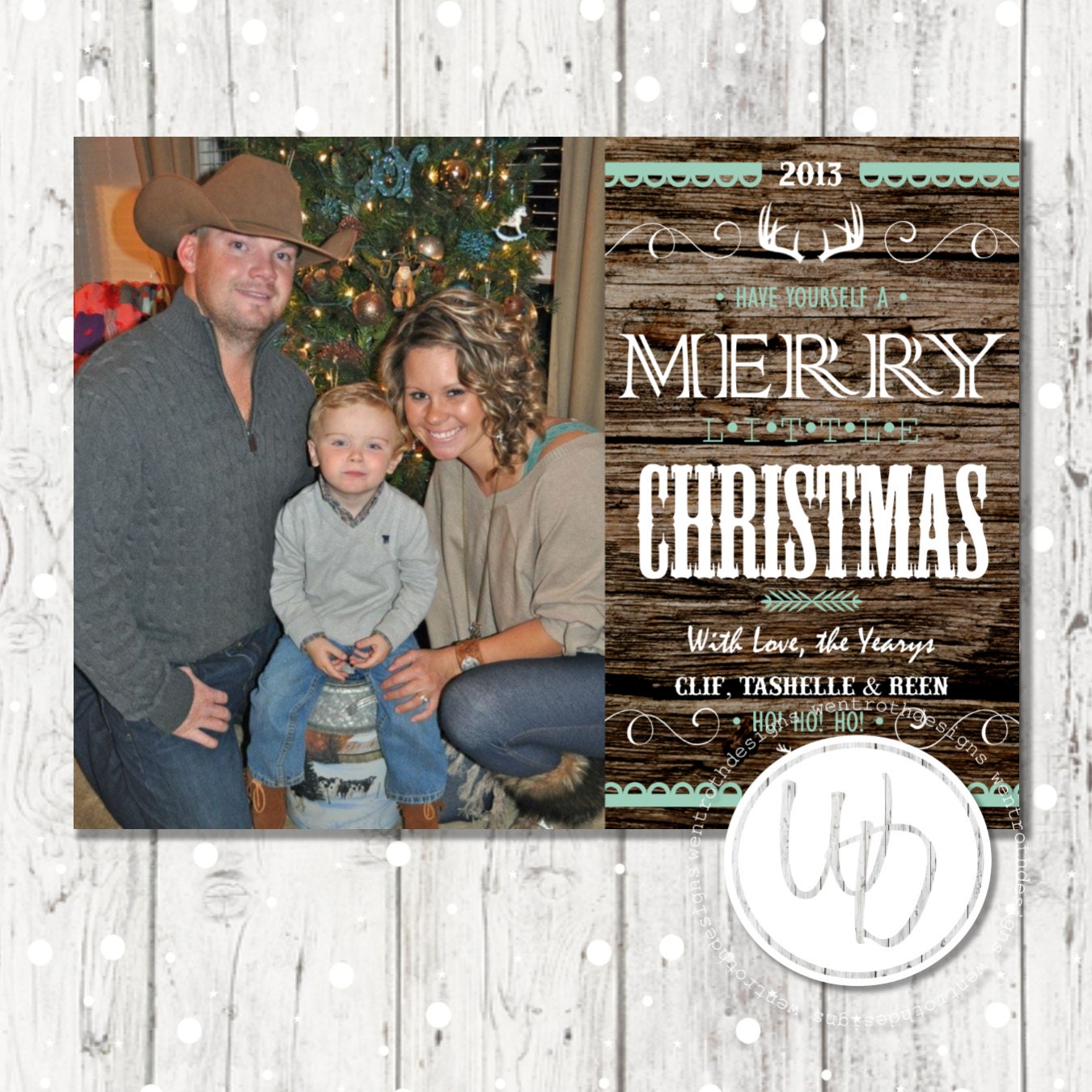 Western Photo Christmas Card Rustic Christmas Card Antler | Etsy