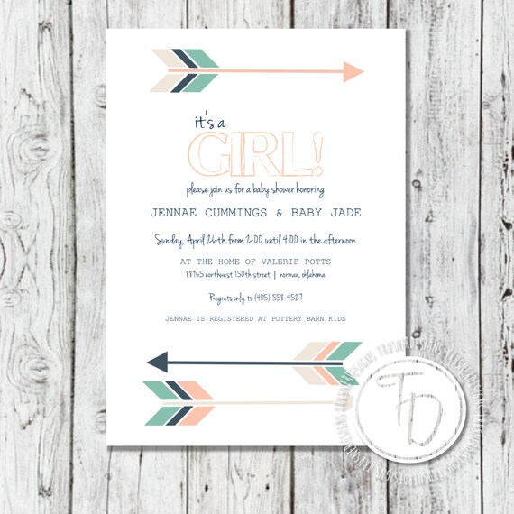 arrow baby shower invitations