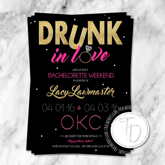 beyonce themed bachelorette invitation drunk in love etsy