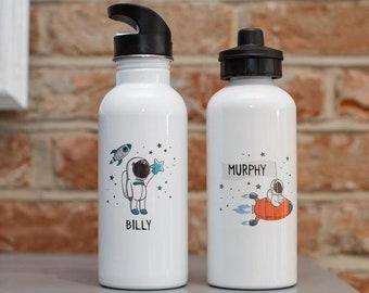 Personalised Kids Water Bottle, Space Astronaut Theme