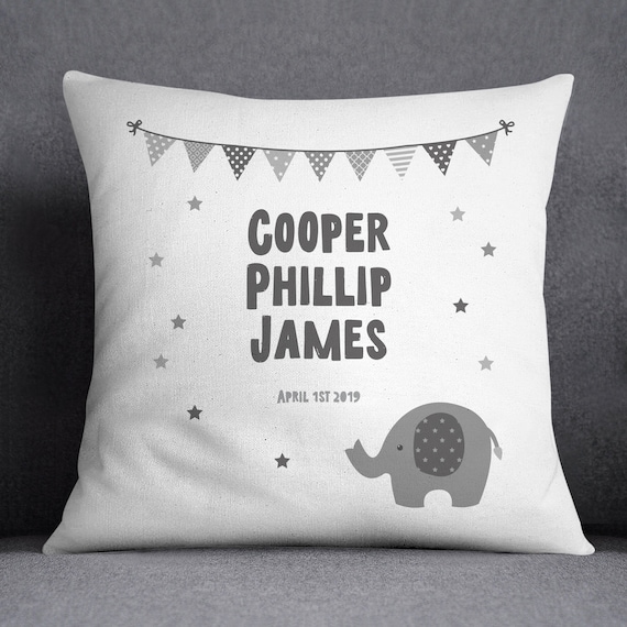 personalised new baby cushion