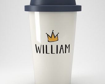 Personalised Crown Eco Coffee Travel Mug | Reusable Coffee Mug | Personalised Gift | Eco Friendly Gift | Unique Present | Coffee Lover Gift