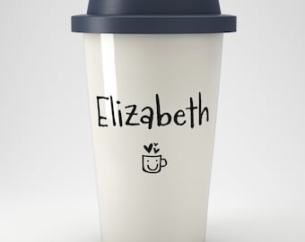 Mini Icon Personalised Name Eco Coffee Travel Mug | Reusable Coffee Mug | Personalised Gift | Eco Friendly Gift | Present | Coffee Lover