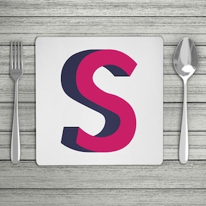 Bright 3D Personalised Initial Placemat (Complimentary Mix & Match Colours) | Customise With Letters, Numbers or Symbol | Unique Present
