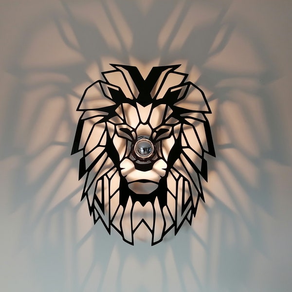 Luminaire applique lion géométrique