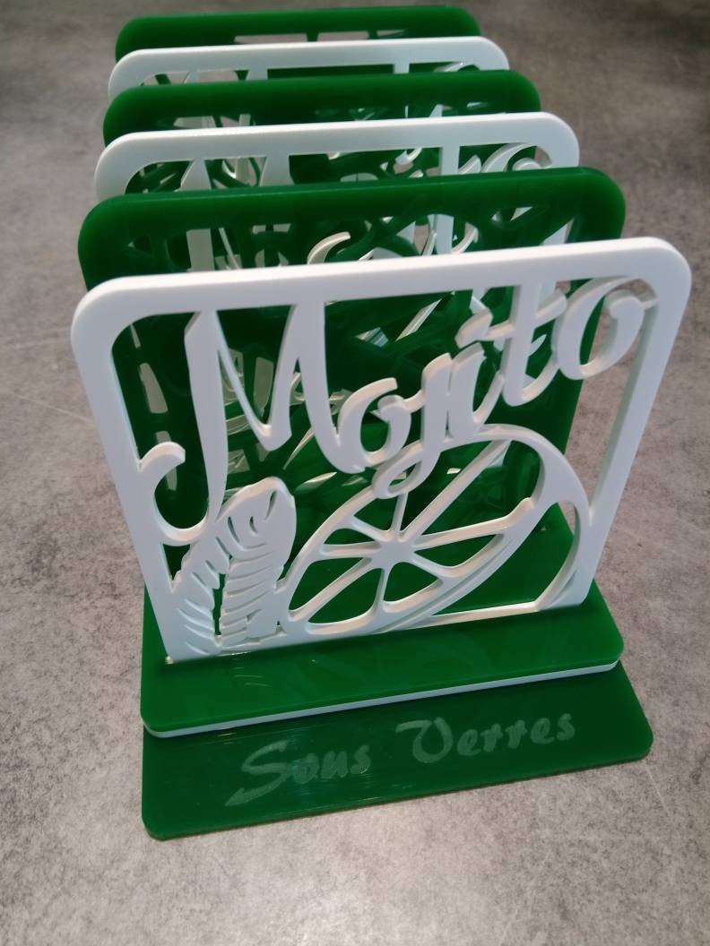 Sous Verre Mojito Vert et Blanc