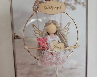 Schutzengel,Spitzenkleid,Engel im Ring Mädchen, Makramee Puppe,  Geschenk