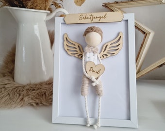 Personalized Guardian Angel Boy, Macramé Doll, Gift