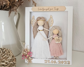 Personalized guardian angel for baptism, girl, macrame doll, gift