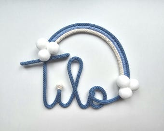 Lettering, door sign for boys with rainbow, gift, baptism