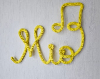 Music lettering, note, name plate, door sign, wall decoration for children's room, gift, birthday, baptism, baby