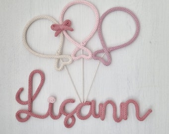 Lettering with balloons, door sign, name, children's room, decoration, gift, christening, birthday, baby