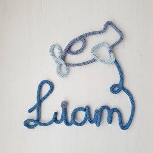 Lettering with airplane, name tag, door sign, gift, christening, birthday