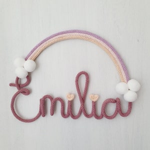 Lettering with rainbow, name plate, door sign, children's room, gift, baptism, birthday