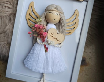 Personalized Guardian Angel Girl, Macrame Doll, Gift