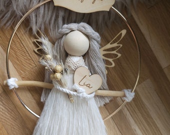 Personalized Guardian Angel in Ring Girl, Macrame Doll, Gift