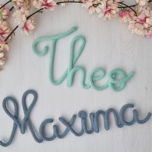 Lettering made of wire and wool, name plate, door sign, wall decoration, gift baptism, birthday