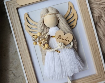 Personalized Guardian Angel Girl, Macrame Doll, Gift Baptism, Communion