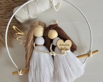 Personalized Guardian Angel for Communion in Ring, Girl, Macrame Doll, Gift