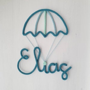 Parachute lettering, door sign, name, children's room, decoration, gift, baptism, birthday, baby